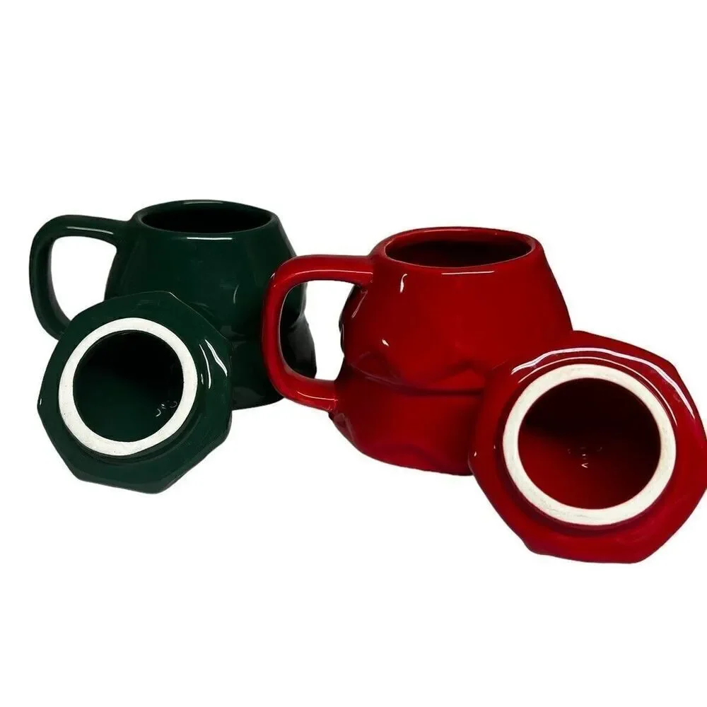 Rae Dunn JOY Red and Green Christmas Tree Mug With Tree Topper/Lid - Picture 5 of 8